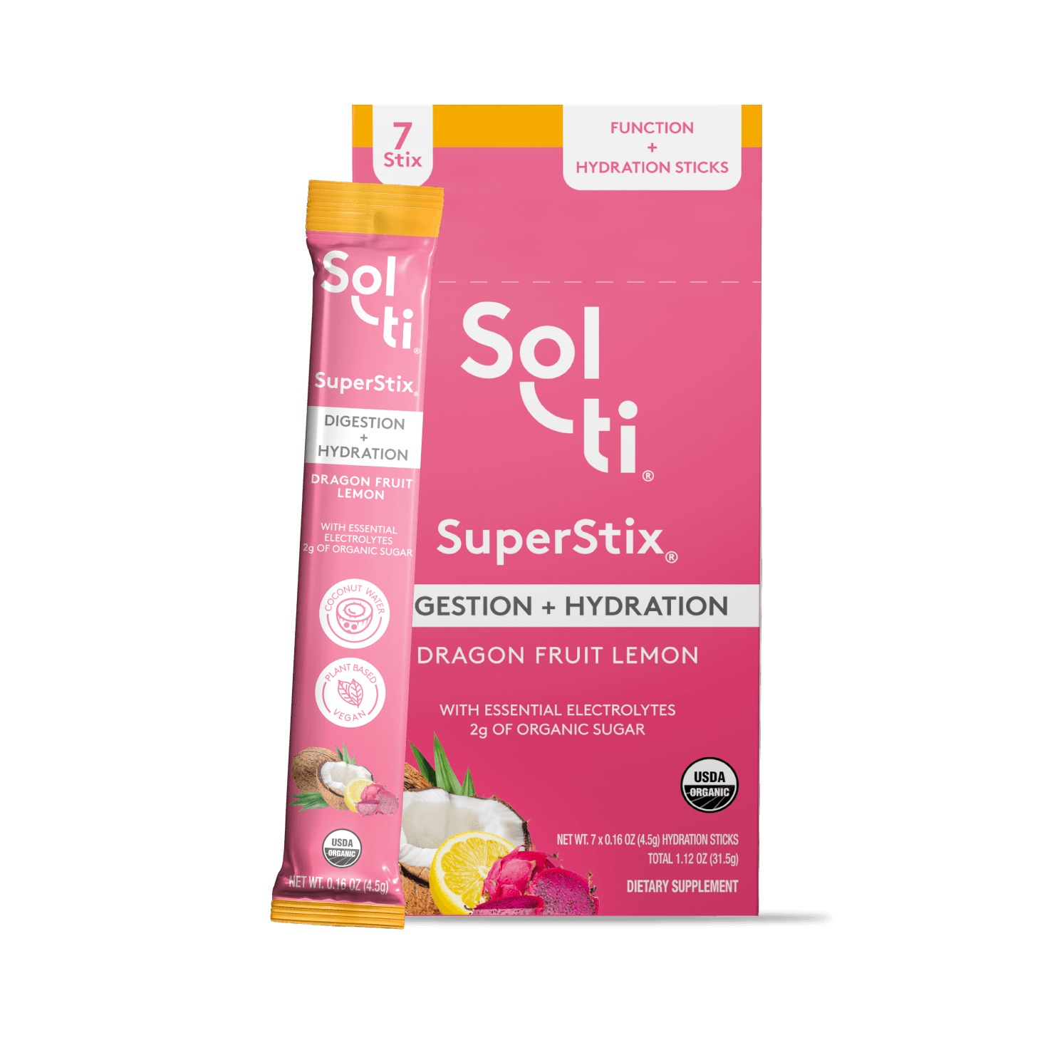 Sol-ti® SuperStix Digestion + Hydration Dragon Fruit Lemon
