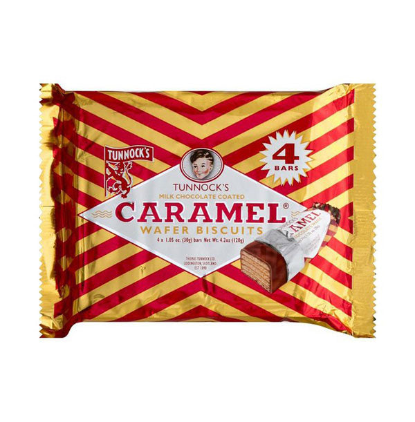 Tunnock's Wafer Biscuits, Caramel, Milk Chocolate Coated